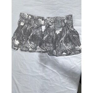 Blue Asphalt Gray Camo Leaf Print Pleated Mini Skort Size L